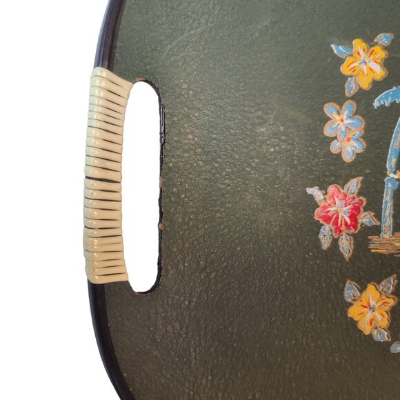 Hawaii 50th State Vintage Serving Tray Aloha D Large Green Tilso Fiberglass - Picture 4 of 10